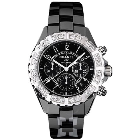 chanel j12 men& 39|j12 Chanel watch with diamonds.